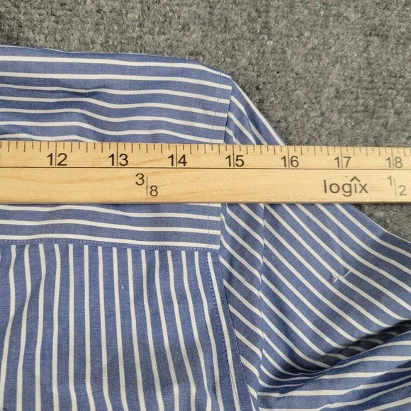 Talbots Shirt Womens 6P Blue White Stripe Button Front Wrinkle Resistant Petites - Picture 7 of 10